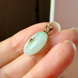 A-Grade Moss On Snow Jadeite D.Petals Lilac Flower Donut Pendant No.173007