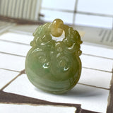 A-Grade Yellow Green Jadeite Ruyi Pendant No.170856