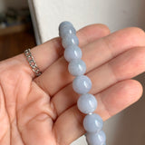 9.5mm A-Grade Natural Bluish Purple Jadeite Beaded Bracelet No. 190527