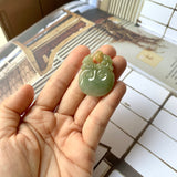 A-Grade Yellow Green Jadeite Ruyi Pendant No.170856