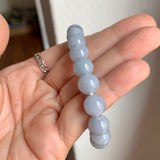 9.5mm A-Grade Natural Bluish Purple Jadeite Beaded Bracelet No. 190527