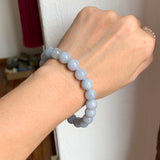 9.5mm A-Grade Natural Bluish Purple Jadeite Beaded Bracelet No. 190527