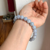 9.5mm A-Grade Natural Bluish Purple Jadeite Beaded Bracelet No. 190527