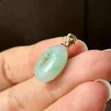 A-Grade Moss On Snow Jadeite P.Petals Lilac Flower Donut Pendant No.173008