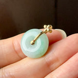 A-Grade Moss On Snow Jadeite P.Petals Lilac Flower Donut Pendant No.173008