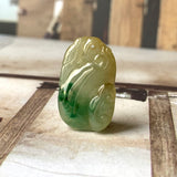 A-Grade Light Yellowish Green Jadeite Ruyi Pendant No.170972