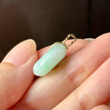 A-Grade Moss On Snow Jadeite P.Petals Lilac Flower Donut Pendant No.173008