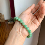 9.2mm A-Grade Natural Apple Green Jadeite Beaded Bracelet No. 190526