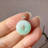 A-Grade Moss On Snow Jadeite P.Petals Lilac Flower Donut Pendant No.173009