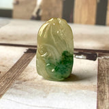 A-Grade Light Yellowish Green Jadeite Ruyi Pendant No.170972