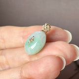 A-Grade Moss On Snow Jadeite P.Petals Lilac Flower Donut Pendant No.173009