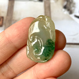 A-Grade Light Yellowish Green Jadeite Ruyi Pendant No.170972