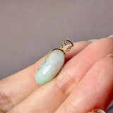 A-Grade Moss On Snow Jadeite P.Petals Lilac Flower Donut Pendant No.173009