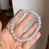 7mm A-Grade Natural Snow White Jadeite Beaded Bracelet No. 190528