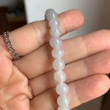 7mm A-Grade Natural Snow White Jadeite Beaded Bracelet No. 190528