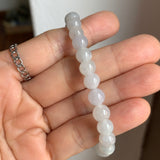 7mm A-Grade Natural Snow White Jadeite Beaded Bracelet No. 190528