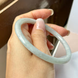 59.5mm A-Grade Natural Light Green Lavender Jadeite Traditional Round Slim Cut Bangle No.152114