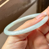 59.5mm A-Grade Natural Light Green Lavender Jadeite Traditional Round Slim Cut Bangle No.152114