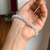 7mm A-Grade Natural Snow White Jadeite Beaded Bracelet No. 190528