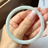 59.5mm A-Grade Natural Light Green Lavender Jadeite Traditional Round Slim Cut Bangle No.152114