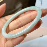 59.5mm A-Grade Natural Light Green Lavender Jadeite Traditional Round Slim Cut Bangle No.152114
