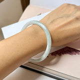 59.5mm A-Grade Natural Light Green Lavender Jadeite Traditional Round Slim Cut Bangle No.152114