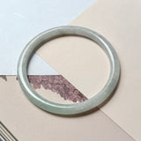 59.4mm A-Grade Natural Light Green Lavender Jadeite Traditional Round Slim Cut Bangle No.152115