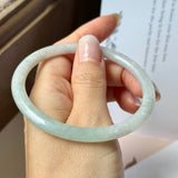 59.4mm A-Grade Natural Light Green Lavender Jadeite Traditional Round Slim Cut Bangle No.152115