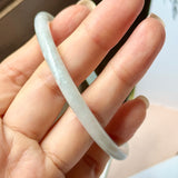 59.4mm A-Grade Natural Light Green Lavender Jadeite Traditional Round Slim Cut Bangle No.152115