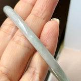 59.4mm A-Grade Natural Light Green Lavender Jadeite Traditional Round Slim Cut Bangle No.152115