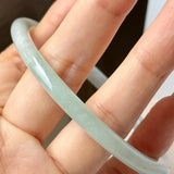59.4mm A-Grade Natural Light Green Lavender Jadeite Traditional Round Slim Cut Bangle No.152115
