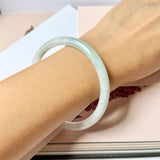 59.4mm A-Grade Natural Light Green Lavender Jadeite Traditional Round Slim Cut Bangle No.152115