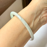 59.4mm A-Grade Natural Light Green Lavender Jadeite Traditional Round Slim Cut Bangle No.152115