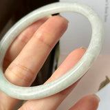59.3mm A-Grade Natural Light Green Lavender Jadeite Traditional Round Slim Cut Bangle No.152116