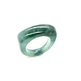 16.1mm A-Grade Natural Greenish Blue Jadeite Saddle Loaf Ring Band No.162553