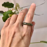 19mm A-Grade Natural Earthy Tone Jadeite Ring Band No. 161764