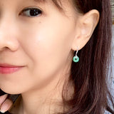 SOLD OUT: A-Grade Natural Apple Green Jadeite Bagel Shepherd's Hook Earring No.180661