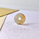 Icy A-Grade Natural Yellow Grey Jadeite Ancient Coin Donut No.220341