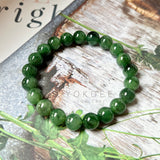 SOLD OUT: 10.5mm A-Grade Natural Imperial Green Jadeite Beaded Bracelet No.190229