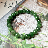 10.5mm A-Grade Natural Imperial Green Jadeite Beaded Bracelet No.190229