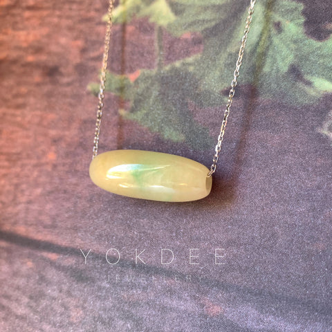 A-Grade Natural Light Yellow Jadeite Barrel Pendant No.220696