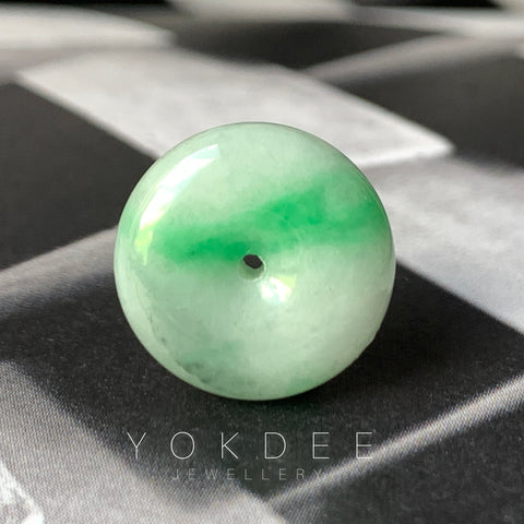 A-Grade Natural Moss On Snow Jadeite Donut Pendant No.172112