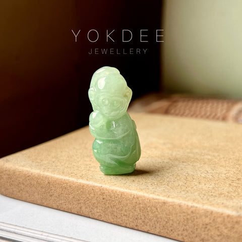 A-Grade Natural Green Jadeite Monkey Pendant No.171375