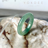 17mm A-Grade Natural Bluish Green Jadeite Abacus Ring Band No.220681