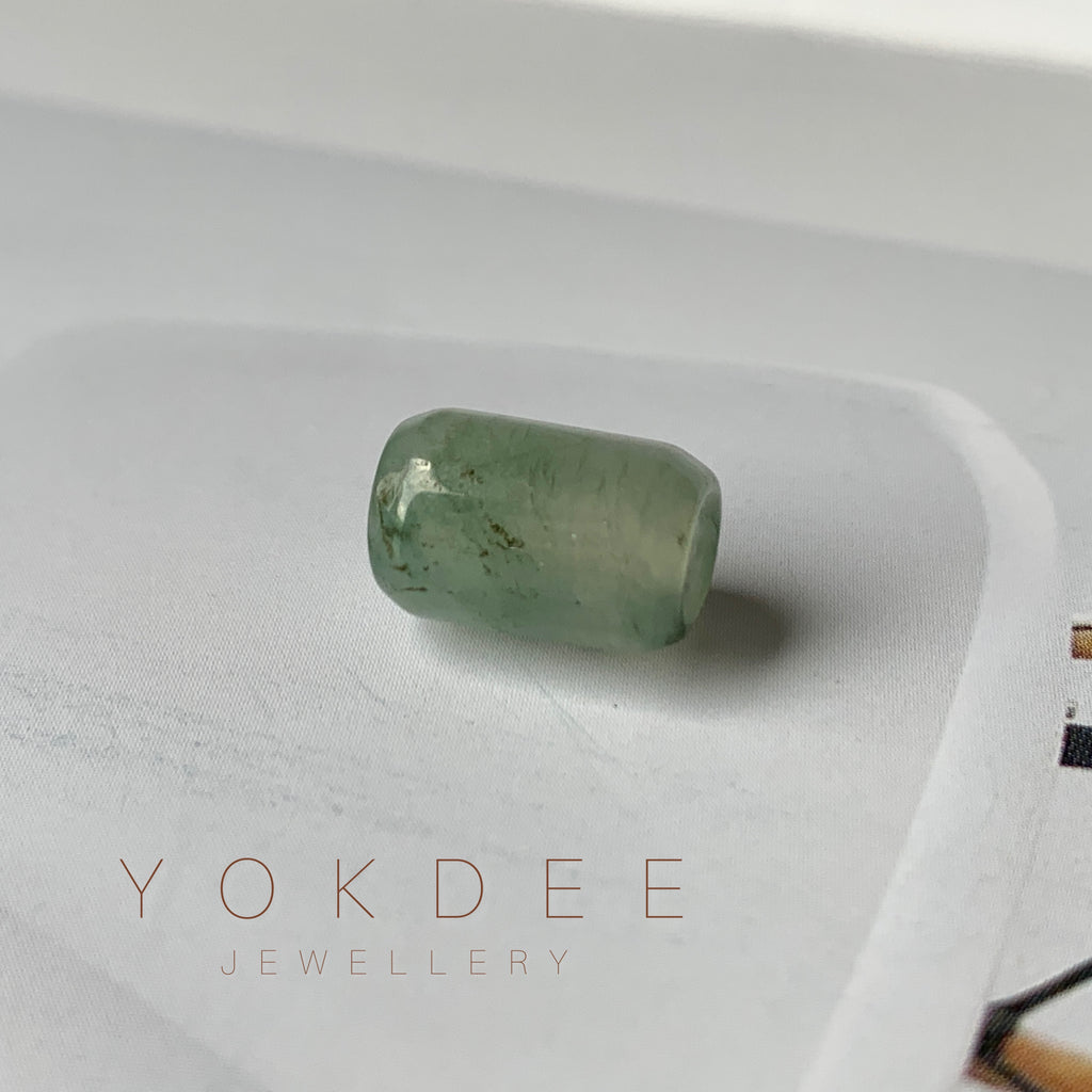 A-Grade Natural Light Bluish Green Jadeite Barrel Pendant No.220703