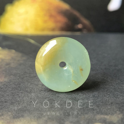 A-Grade Natural Bluish Green Jadeite Donut Pendant No.172114