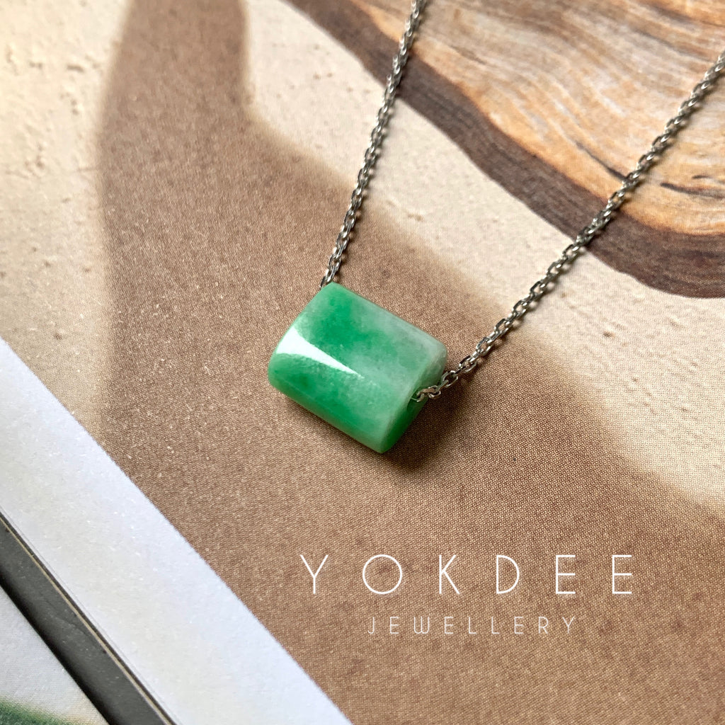 A-Grade Natural Moss On Snow Jadeite Square Barrel No.172268