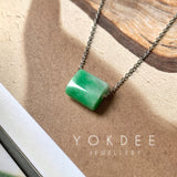 A-Grade Natural Moss On Snow Jadeite Square Barrel No.172268