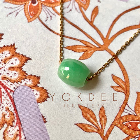 SOLD OUT: A-Grade Natural Moss On Snow Jadeite Barrel No.172253
