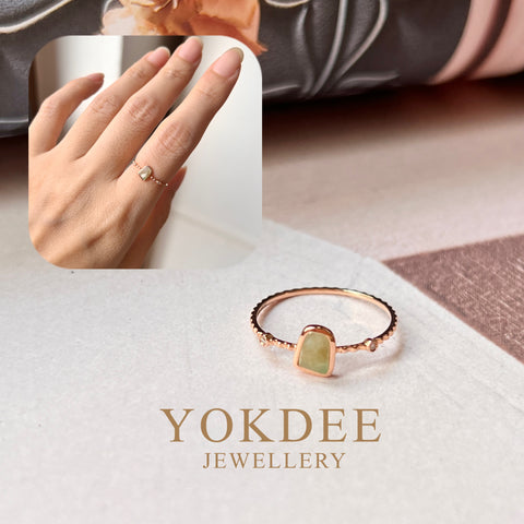 SOLD OUT: 15.8mm A-Grade Natural Jadeite Dainty Bead Ring (Fancy Shaped) No.162401